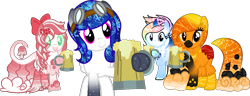 Size: 1268x486 | Tagged: safe, artist:sweethearttarot, derpibooru import, oc, pony, cider, goggles, simple background, transparent background