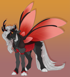 Size: 1847x2020 | Tagged: safe, artist:seffiron, derpibooru import, oc, oc:ruby love, hybrid, offspring, parent:lord tirek, parent:queen chrysalis, red changeling, solo