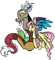 Size: 1164x1267 | Tagged: safe, artist:greyestgray, derpibooru import, discord, fluttershy, pegasus, pony, cute, discoshy, discute, female, male, shipping, shyabetes, simple background, straight, transparent background