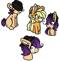 Size: 1116x1158 | Tagged: safe, artist:greyestgray, derpibooru import, applejack, oc, oc:honey gold, earth pony, pony, hat, magical lesbian spawn, offspring, parent:applejack, parent:rarity, parents:rarijack, simple background, transparent background