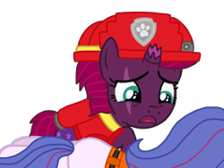 Size: 1440x1080 | Tagged: safe, artist:徐詩珮, derpibooru import, fizzlepop berrytwist, tempest shadow, oc, oc:aurora (tempest's mother), series:sprglitemplight diary, series:sprglitemplight life jacket days, series:springshadowdrops diary, series:springshadowdrops life jacket days, alternate universe, clothes, female, lifejacket, marshall (paw patrol), mother and child, mother and daughter, parent and child, paw patrol, simple background, transparent background