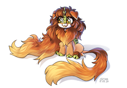 Size: 3431x2376 | Tagged: safe, artist:gicme, derpibooru import, oc, oc only, kirin, pony, big eyes, digital art, eyebrows visible through hair, fluffy, long hair, long mane, seat, simple background, tongue out, transparent background