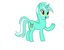 Size: 2149x1696 | Tagged: safe, artist:almaustral, derpibooru import, lyra heartstrings, pony, unicorn, female, mare, open mouth, raised hoof, simple background, smiling, solo, transparent background, waving