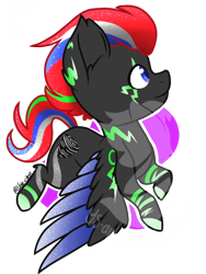 Size: 1080x1440 | Tagged: safe, artist:silentwolf-oficial, derpibooru import, oc, oc only, pegasus, pony, pegasus oc, signature, simple background, solo, transparent background, two toned wings, watermark, wings