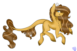 Size: 2701x1789 | Tagged: safe, artist:toptian, derpibooru import, oc, oc only, earth pony, pony, chest fluff, earth pony oc, leonine tail, signature, simple background, solo, white background