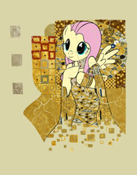 Size: 900x1140 | Tagged: safe, artist:eri-phyle, derpibooru import, fluttershy, pegasus, pony, female, fine art parody, gustav klimt, mare, solo