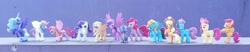 Size: 1953x409 | Tagged: safe, derpibooru import, apple bloom, applejack, fluttershy, pinkie pie, princess cadance, princess celestia, princess luna, rainbow dash, rarity, scootaloo, spike, sweetie belle, twilight sparkle, twilight sparkle (alicorn), alicorn, earth pony, pegasus, unicorn, bootleg, cutie mark crusaders, figure, irl, mane seven, mane six, photo, toy