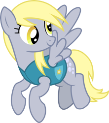 Size: 3000x3391 | Tagged: safe, artist:cloudyglow, derpibooru import, derpy hooves, pegasus, pony, winter wrap up, clothes, female, flying, mare, simple background, solo, transparent background, vector, vest, winter wrap up vest