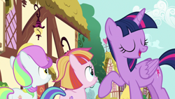 Size: 1280x720 | Tagged: safe, derpibooru import, screencap, coconut cream, toola roola, twilight sparkle, twilight sparkle (alicorn), alicorn, earth pony, pony, fame and misfortune, female, filly, mare