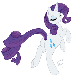 Size: 460x479 | Tagged: safe, artist:jenasu, derpibooru import, rarity, pony, unicorn, bipedal, butt, dancing, eyes closed, female, mare, newbie artist training grounds, plot, simple background, solo, transparent background