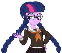 Size: 1024x883 | Tagged: safe, artist:emeraldblast63, derpibooru import, sci-twi, twilight sparkle, equestria girls, clothes, cosplay, costume, danganronpa, genocide jack, simple background, solo, toko fukawa, transparent background