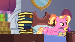 Size: 7098x3992 | Tagged: safe, artist:pumpkinpieforlife, derpibooru import, luster dawn, pony, absurd resolution, book, lying down, prone, show accurate, vector