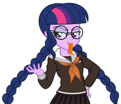 Size: 5800x5000 | Tagged: safe, alternate version, artist:emeraldblast63, derpibooru import, sci-twi, twilight sparkle, equestria girls, clothes, cosplay, costume, danganronpa, genocide jack, simple background, solo, toko fukawa, tongue out, transparent background