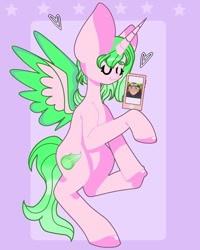 Size: 1080x1350 | Tagged: safe, artist:lacey.wonder, derpibooru import, oc, oc only, alicorn, pony, alicorn oc, card, colored hooves, eyes closed, horn, naruto, solo, two toned wings, wings