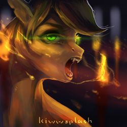 Size: 3000x3000 | Tagged: safe, artist:kiwwsplash, derpibooru import, oc, oc only, undead, vampire, vampony, bust, fangs, glowing eyes, open mouth, signature, solo