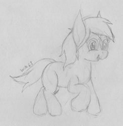Size: 2024x2072 | Tagged: safe, artist:wapamario63, verity, earth pony, pony, female, happy, monochrome, ponified, simple background, sketch, solo, traditional art, trotting, white background