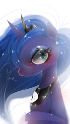 Size: 720x1280 | Tagged: safe, artist:jully-park0208, derpibooru import, princess luna, alicorn, pony, blushing, crown, cute, jewelry, lunabetes, peytral, regalia, solo