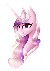 Size: 1280x1828 | Tagged: safe, artist:fallen-angel227, derpibooru import, princess cadance, alicorn, pony, bust, female, mare, simple background, smiling, solo, transparent background