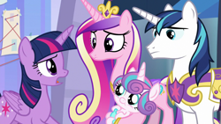 Size: 1920x1080 | Tagged: safe, derpibooru import, screencap, princess cadance, princess flurry heart, shining armor, twilight sparkle, twilight sparkle (alicorn), alicorn, pony, unicorn, the ending of the end