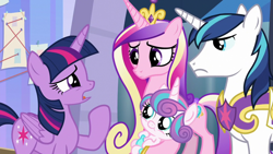 Size: 1920x1080 | Tagged: safe, derpibooru import, screencap, princess cadance, princess flurry heart, shining armor, twilight sparkle, twilight sparkle (alicorn), alicorn, pony, unicorn, the ending of the end