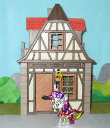 Size: 828x965 | Tagged: safe, alternate version, artist:malte279, derpibooru import, sweetie belle, pony, unicorn, craft, embossing, irl, metal foil, photo, playmobil, relief