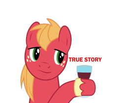 Size: 1440x1200 | Tagged: safe, artist:ursamanner, derpibooru import, big macintosh, alcohol, glass, hoof hold, meme, ponified meme, simple background, smiling, transparent background, true story, unshorn fetlocks, wine glass