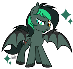 Size: 786x744 | Tagged: safe, artist:lazuli, derpibooru import, oc, oc only, bat pony, pony, bat pony oc, bat wings, commission, heterochromia, signature, simple background, solo, spread wings, transparent background, unshorn fetlocks, wings, ych result