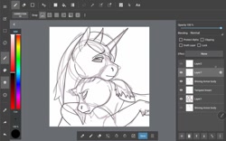 Size: 1024x640 | Tagged: safe, artist:stargazerseven, derpibooru import, shining armor, tempest shadow, pony, unicorn, broken horn, eyes closed, female, horn, hug, infidelity, lineart, male, mare, shiningshadow, shipping, stallion, straight, unshorn fetlocks