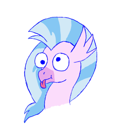 Size: 500x500 | Tagged: safe, artist:solardoodles, derpibooru import, silverstream, hippogriff, :p, derp, simple background, solo, tongue out, transparent background