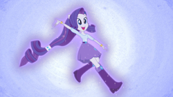 Size: 1920x1080 | Tagged: safe, derpibooru import, screencap, rarity, equestria girls, friendship games, abstract background, boots, bracelet, clothes, cute, female, high heel boots, jewelry, open mouth, ponied up, ponytail, raribetes, shoes, skirt, smiling, solo, sparkles