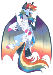 Size: 1579x2234 | Tagged: safe, artist:wanderingpegasus, derpibooru import, rainbow dash, bat pony, pony, alternate hairstyle, bat ponified, chest fluff, coat markings, ear fluff, fangs, female, flying, freckles, halloween, holiday, leg fluff, mare, open mouth, race swap, rainbowbat, simple background, solo, tongue out, transparent background, unshorn fetlocks