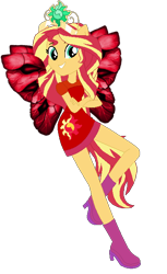 Size: 374x613 | Tagged: safe, artist:selenaede, artist:user15432, derpibooru import, sunset shimmer, human, equestria girls, base used, boots, clothes, crossed arms, crown, dress, element of empathy, element of forgiveness, fairy, fairy wings, fairyized, high heel boots, high heels, jewelry, ponied up, red dress, red wings, regalia, shoes, simple background, transparent background, wings