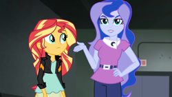 Size: 1920x1080 | Tagged: safe, derpibooru import, screencap, princess luna, sunset shimmer, vice principal luna, equestria girls, friendship games