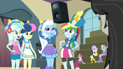 Size: 1920x1080 | Tagged: safe, derpibooru import, screencap, bon bon, diamond tiara, lyra heartstrings, octavia melody, rainbow dash, silver spoon, sweetie drops, trixie, velvet sky, equestria girls, friendship games, female, pony ears, wondercolts