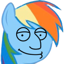 Size: 224x224 | Tagged: safe, derpibooru import, edit, edited screencap, screencap, rainbow dash, pegasus, pony, stranger than fan fiction, background removed, cursed image, faic, family guy, joe swanson, simple background, solo, transparent background