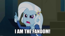 Size: 1280x714 | Tagged: safe, derpibooru import, trixie, equestria girls, rainbow rocks, i am the noun, image macro, meme, trixie yells at everything