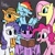 Size: 1080x1080 | Tagged: safe, artist:haekal20, derpibooru import, applejack, fluttershy, pinkie pie, rainbow dash, rarity, twilight sparkle, alicorn, earth pony, pegasus, pony, unicorn, book, chatting, group, happy birthday mlp:fim, mane six, memories, mlp fim's tenth anniversary, reading, together, together forever