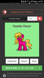 Size: 720x1280 | Tagged: safe, derpibooru import, screencap, earth pony, pony, fuschia flower, games, patreon, pony town