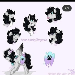 Size: 720x720 | Tagged: safe, alternate version, artist:darestorm, derpibooru import, oc, oc only, pegasus, pony, :p, bust, female, mare, paw prints, pegasus oc, signature, simple background, smiling, solo, tongue out, white background, wings