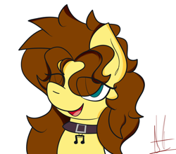 Size: 906x799 | Tagged: safe, artist:almaustral, derpibooru import, oc, oc only, oc:billy rose, earth pony, pony, bust, collar, earth pony oc, eye clipping through hair, signature, simple background, solo, white background