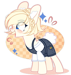 Size: 1956x2091 | Tagged: safe, artist:lazuli, derpibooru import, oc, oc only, earth pony, pony, blushing, bunny tail, clothes, commission, earth pony oc, open mouth, overalls, signature, simple background, smiling, solo, transparent background, ych result