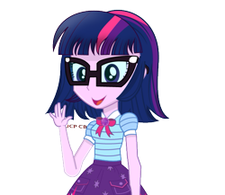 Size: 605x526 | Tagged: safe, artist:jcpreactyt, derpibooru import, sci-twi, twilight sparkle, better together, equestria girls, clothes, glasses, hair, short hair, simple background, skirt, solo, transparent background