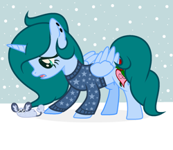 Size: 1476x1284 | Tagged: safe, artist:lominicinfinity, derpibooru import, oc, oc:infinity mi rosalinda, alicorn, pony, clothes, female, mare, solo, sweater, winterchilla