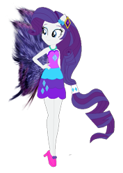 Size: 463x653 | Tagged: safe, artist:selenaede, artist:user15432, derpibooru import, rarity, human, equestria girls, base used, clothes, dress, element of generosity, fairy, fairy wings, fairyized, hairpin, hand on hip, high heels, jewelry, necklace, ponied up, purple dress, purple wings, shoes, simple background, transparent background, wings