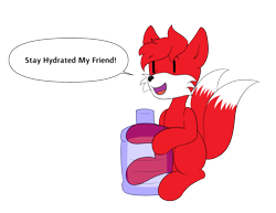 Size: 1913x1476 | Tagged: safe, artist:itwasscatters, derpibooru import, oc, oc only, fox, hybrid, dialogue, male, simple background, sitting, solo, tail, text, transparent background, two tails, water