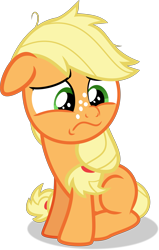 Size: 6387x10050 | Tagged: safe, artist:thatusualguy06, derpibooru import, applejack, earth pony, pony, going to seed, .svg available, absurd resolution, blank flank, cute, female, filly, filly applejack, jackabetes, sad, sadorable, simple background, transparent background, vector, younger