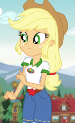 Size: 656x1079 | Tagged: safe, derpibooru import, screencap, applejack, equestria girls, legend of everfree, cropped, solo