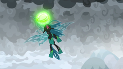 Size: 1920x1080 | Tagged: safe, derpibooru import, screencap, queen chrysalis, changeling, changeling queen, the ending of the end, female, magic, nose in the air, solo, ultimate chrysalis