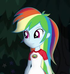 Size: 1014x1080 | Tagged: safe, derpibooru import, edit, edited screencap, editor:mycarhasamoustache, screencap, rainbow dash, equestria girls, legend of everfree, camp everfree outfits, cropped, female, smile edit, solo