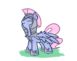 Size: 862x685 | Tagged: safe, artist:neuro, oc, oc only, crystal pony, pegasus, pony, armor, crystal guard, crystal guard armor, cute, eyes closed, female, guardsmare, mare, royal guard, simple background, smiling, solo, spread wings, transparent background, wings